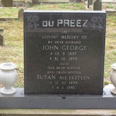 PREEZ John George, du 1897-1979 &amp; Susan EKSTEEN 1899-1982