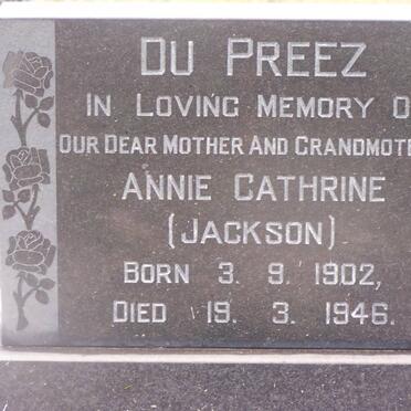 PREEZ Annie Cathrine, du nee JACKSON 1902-1946