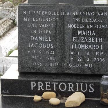 PRETORIUS Daniel Jacobus 1922-1980 &amp; Maria Elizabeth LOMBARD 1915-2006