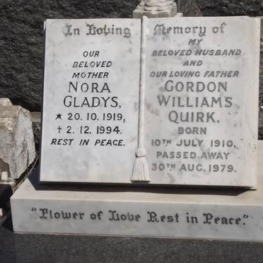 QUIRK Gordon Williams 1910-1979 &amp; Nora Gladys 1919-1994