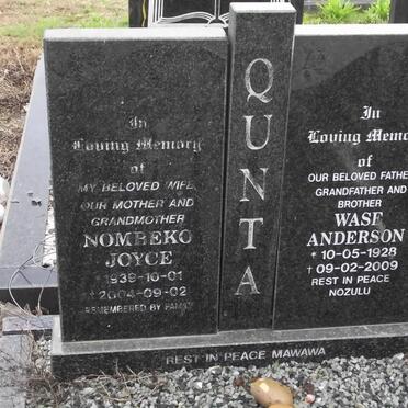 QUNTA Wase Anderson 1928-2009 &amp; Nombeko Joyce 1939-2004