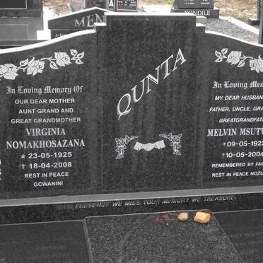 QUNTA Melvin Msutwana 1922-2004 &amp; Virginia Nomakhosazana 1925-2008