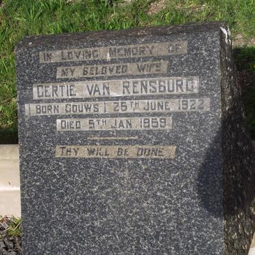 RENSBURG Gertie, van nee GOUWS 1922-1959