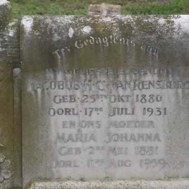 RENSBURG Jacobus H.C., van 1880-1931 &amp; Maria Johanna 1881-1959