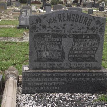 RENSBURG Joseph Benjamin, van 1902-1964 &amp; Ada Elizabeth OOSTHUIZEN 1903-1960