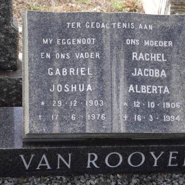 ROOYEN Gabriel Joshua, van 1903-1976 &amp; Rachel Jacoba Alberta 1906-1994