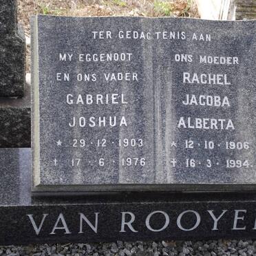 ROOYEN Gabriel Joshua, van 1903-1976 &amp; Rachel Jacoba Alberta 1906-1994