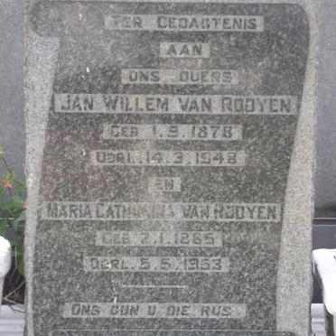 ROOYEN Jan Willem, van 1878-1948 &amp; Maria Catharina 1885-1953