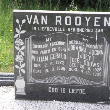 ROOYEN William Gerald, van 1923-1969 &amp; Johanna Jocina GOUWS 1929-1993