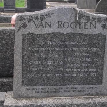 ROOYEN Rynier Christiaan, van 1895-1954 &amp; Amalia Carolina VAN DEN HEEVER 1902-1978