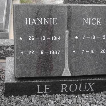 ROUX Nick, le 1912-2006 &amp; Hannie 1914-1987