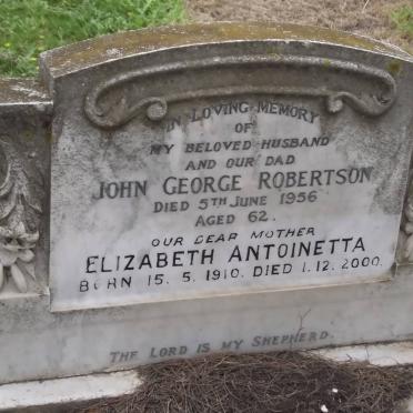 ROBERTSON John George -1956 &amp; Elizabeth Antoinetta 1910-2000