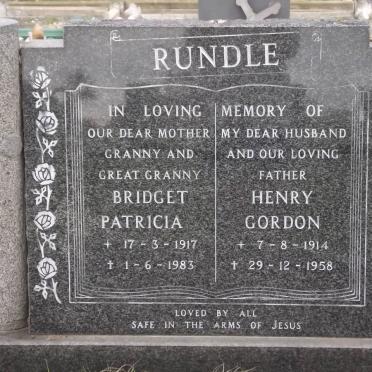 RUNDLE Henry Gordon 1914-1958 &amp; Bridget Patricia 1917-1983