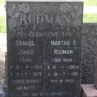 RUDMAN Samuel James 1914-1978 &amp; Martha E. KOEN 1904-1981