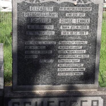 SCHEFFER George Lennox 1909-1957 &amp; Elizabeth Petronella 1911-1991