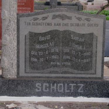 SCHOLTZ David Herculas 1878-1963 &amp; Sarah 1880-1967