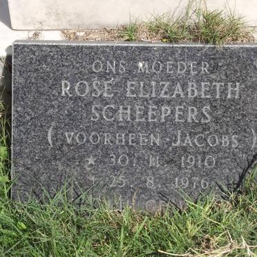 SCHEEPERS Rose Elizabeth formerly Jacobs 1910-1976