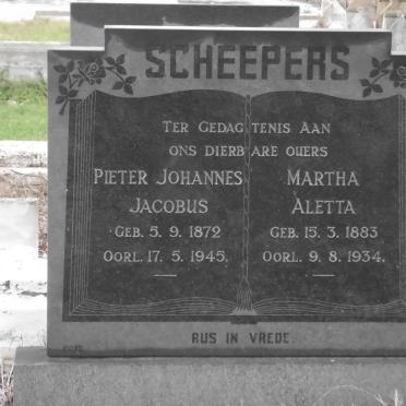 SCHEEPERS Pieter Johannes Jacobus 1872-1945 &amp; Martha Aletta 1883-1934