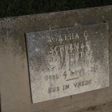SCHOEMAN Agatha C. nee HURTER 1860-1929