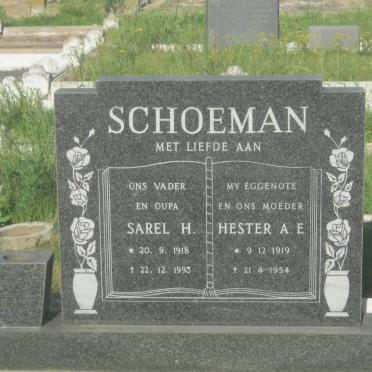 SCHOEMAN Sarel H. 1918-1993 &amp; Hester A.E. 1919-1954