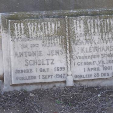 SCHOLTZ Antonie Jens 1899-1947 :: KLEINHANS Susanna Johanna formerly SCHOLTZ nee VILJOEN 1901-1959