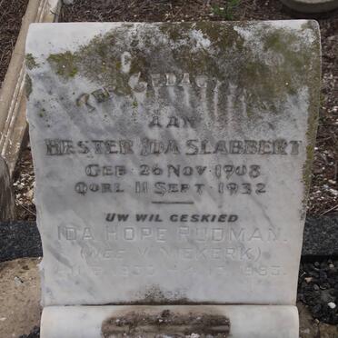 SLABBERT Hester Ida 1908-1932 :: RUDMAN Ida Hope VAN NIEKERK 1933-1983