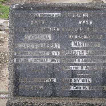 SLABBERT Marthinus Albertus 1873-1930 &amp; Catherina Elizabeth 1877-1957