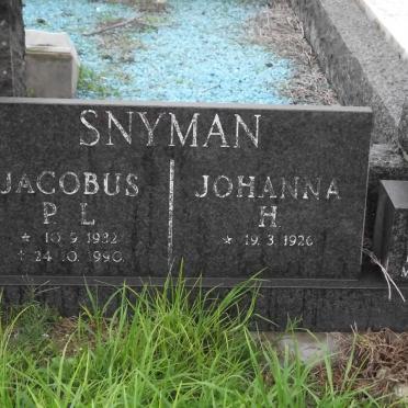 SNYMAN Jacobus P.L. 1932-1990 &amp; Johanna H. 1926-