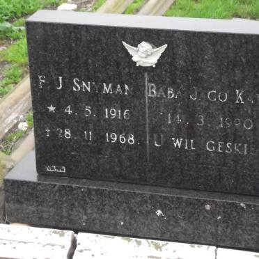 SNYMAN F.J. 1916-1968 :: KAPP Jaco -1990