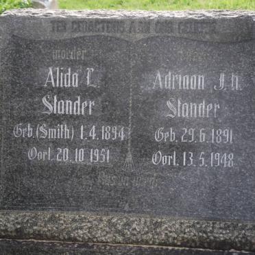 STANDER Adriaan J.H. 1891-1948 &amp; Alida L. SMITH 1894-1951