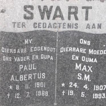 SWART Paul Albertus 1901-1968 &amp; Max S.M. 1907-1993