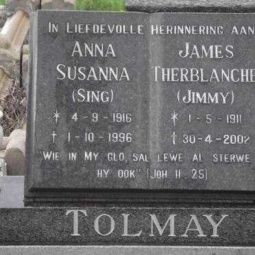 TOLMAY James Terblanche 1911-2002 &amp; Anna Susanna 1916-1996