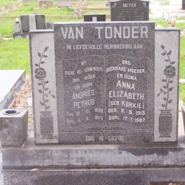 TONDER Andries Petrus, van 1908-1978 &amp; Anna Elizabeth KORKIE 1913-1987