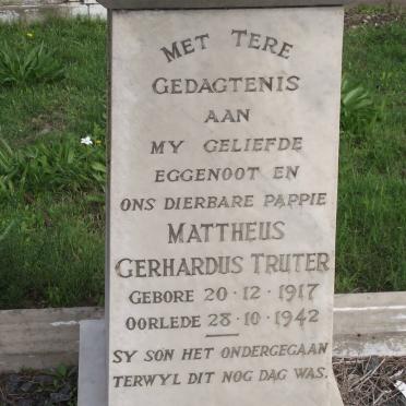TRUTER Mattheus Gerhardus 1917-1942