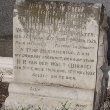 WALT Hendrina Francina, van der nee VORSTER 1870-1928 :: WALT H.R., van der 1906-1937