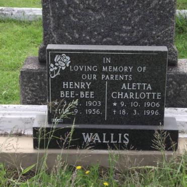 WALLIS Henry Bee-Bee 1903-1956 &amp; Aletta Charlotte 1906-1996