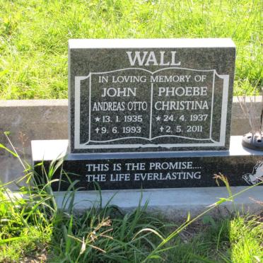 WALL John Andreas Otto 1935-1993 &amp; Phoebe Christina 1937-2011