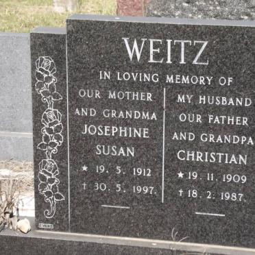 WEITZ Christian 1909-1987 &amp; Josephine Susan 1912-1997