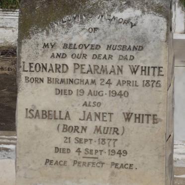 WHITE Leonard Pearman 1875-1940 &amp; Isabella Janet MUIR 1877-1949