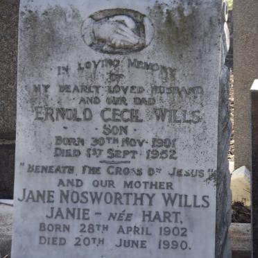 WILLS Ernold Cecil 1901-1952 &amp; Jane Nosworthy HART 1902-1990