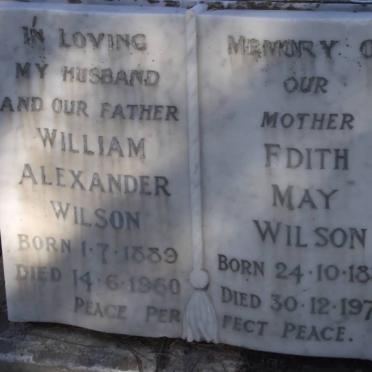WILSON William Alexander 1889-1960 &amp; Edith May 1889-1975