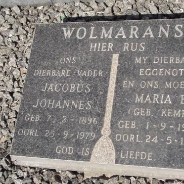 WOLMARANS Jacobus Johannes 1896-1979 &amp; Maria E. KEMP 1903-1974