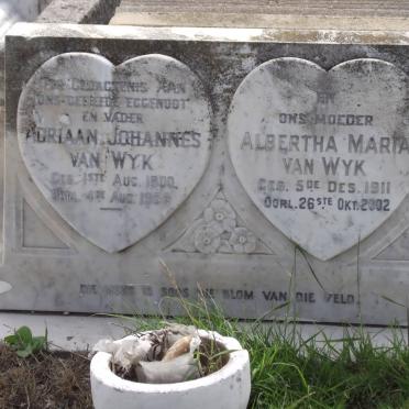WYK Adriaan Johannes, van 1900-1959 &amp; Albertha Maria 1911-2002