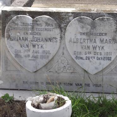 WYK Adriaan Johannes, van 1900-1959 &amp; Albertha Maria 1911-2002