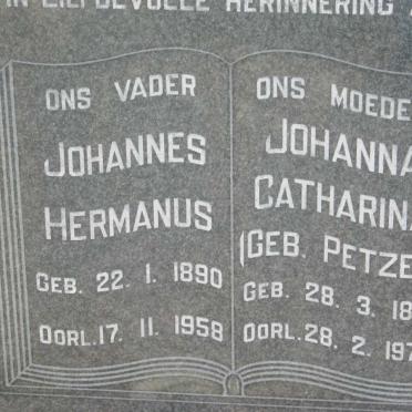 POTGIETER Johannes Hermanus 1890-1958 &amp; Johanna Catharina PETZER 1891-1973