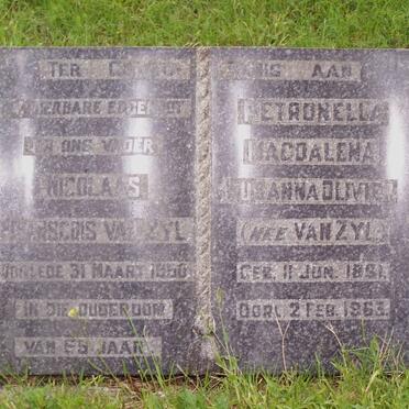 ZYL Nicolaas Francois, van -1950 :: OLIVIER Petronella Magdalena Susanna nee VAN ZYL 1851-1963