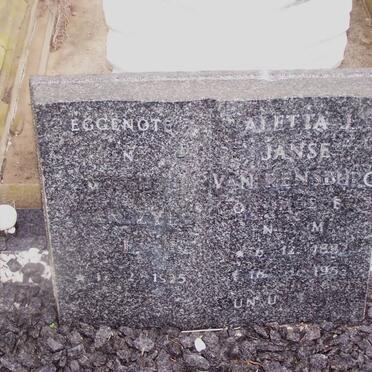 ZYL E., van 1925-? :: RENSBURG Aletta J., janse van 1882-1952