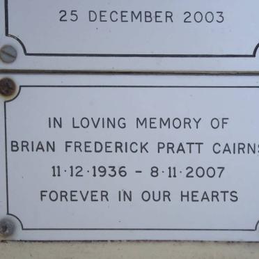 CAIRNS Brian Frederick Pratt 1936-2007