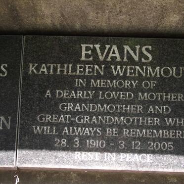EVANS Kathleen Wenmouth 1910-2005