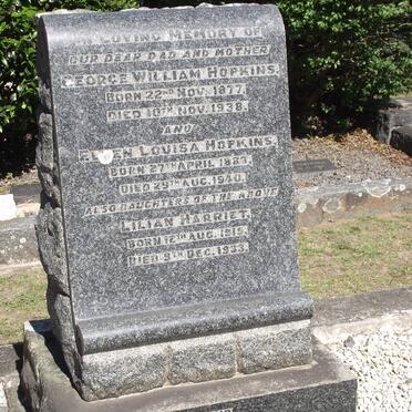 HOPKINS George William 1877-1938 &amp; Ellen Louisa 1883-1940 :: HOPKINS Lilian Harriet 1915-1933 :: HOPKINS Una Omega 1921-1924